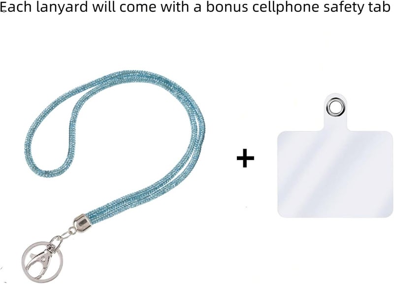 Global_Shopper Fashion 34.8'' Sparkle All Round Crystal Neck Lanyard,Bling Work Name Card Holder For Women(AB White,1PC) - Image 2